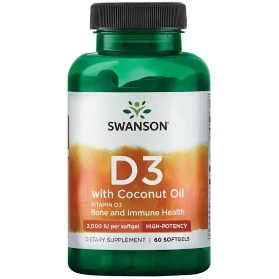 Swanson Vitamin D3 With Coconut Oil 2000iu Softgels