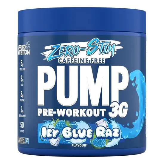 Applied Nutrition Pump 3g Pre-Workout Zero Stimulant Icy Blue Raz 375g