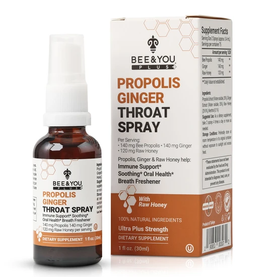 BEE&YOU Propolis Ginger Raw Honey Throat Spray With Menthol