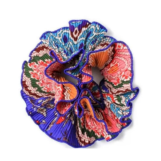 Molly And Rose Double Layered Indian Block Print Ribbed Extra Large Scrunchie