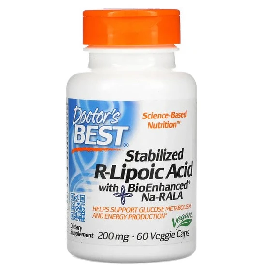 Doctor's Best Stabilised R-Lipoic Acid With BioEnhanced Na-RALA 200mg Vegicaps