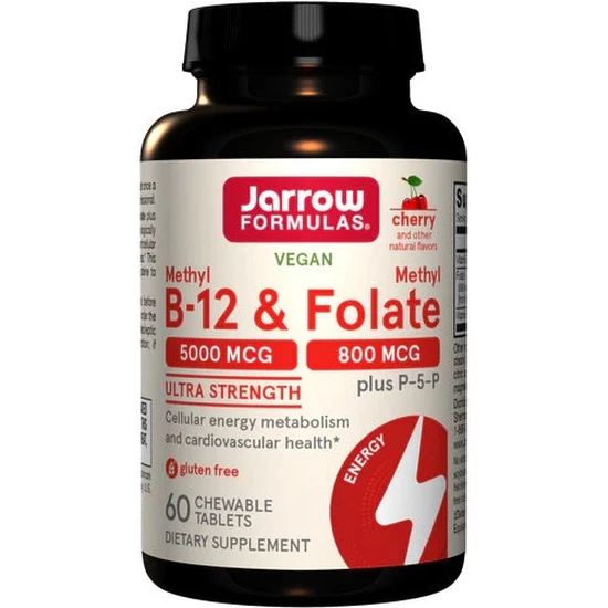 Jarrow Formulas Methyl B12 & Methyl Folate 800mcg Cherry Lozenges