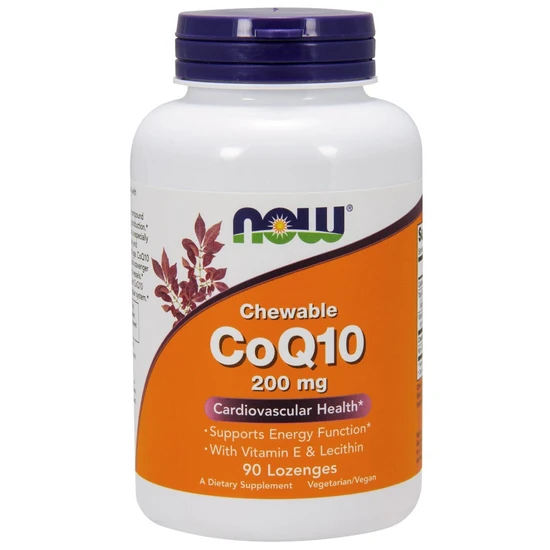 NOW Foods CoQ10 With Lecithin & Vitamin E 200mg Chewable Lozenges