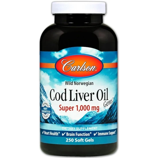 Carlson Labs Wild Norwegian Cod Liver Oil Gems 1000mg
