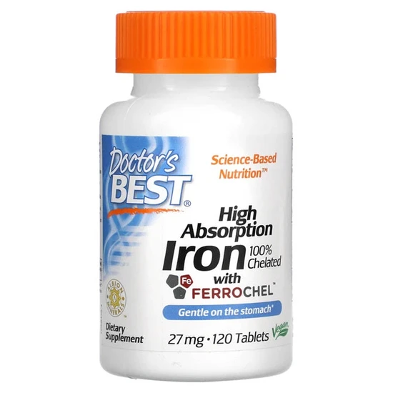 Doctor's Best High Absorption Iron 27mg Tablets