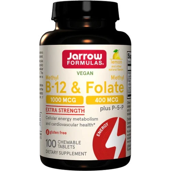 Jarrow Formulas Methyl B12 & Methyl Folate 400mcg Lemon Lozenges