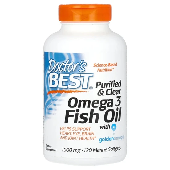 Doctor's Best Purified & Clear Omega 3 Fish Oil 1000mg Marine Softgels