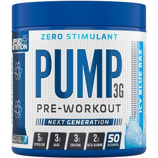 Applied Nutrition Pump 3g Pre-Workout Zero Stimulant Icy Blue Raz 375g