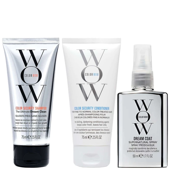 Color Wow Trio: Colour Security Shampoo, Dream Coat Supernatural Spray & Colour Security Conditioner For Fine To Normal Hair