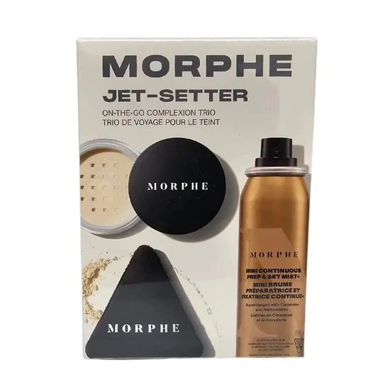 Morphe Jet-Setter On-the-Go Complexion Trio Setting Powder + Mist + Powder Puff