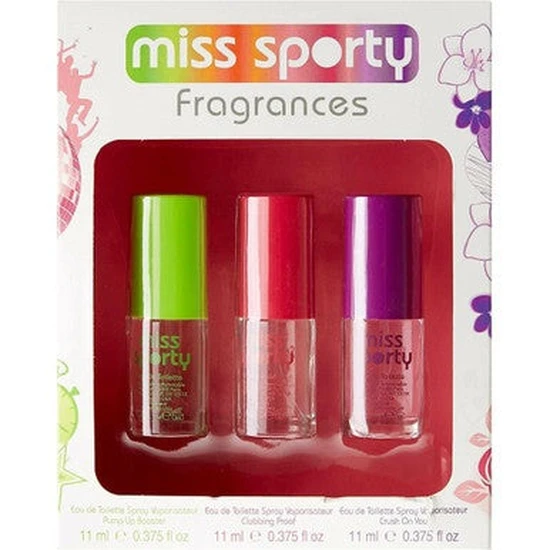 Miss Sporty Gift Set 11ml Pump Up Booster Eau De Toilette + 11ml Clubbing Proof Eau De Toilette + 11ml Crush On You Eau De Toilette