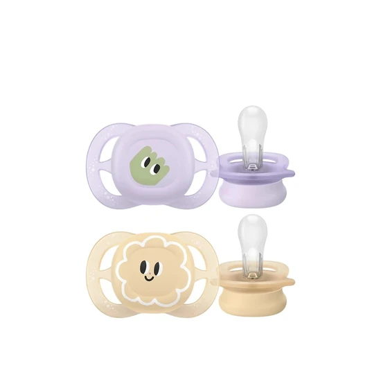 Philips Ultra Start Pacifier 0-2m Purple/Yellow With Design