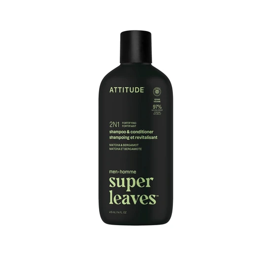 Attitude Super Leaves Men 2-In-1 Fortifying Shampoo & Conditioner Matcha & Bergamot