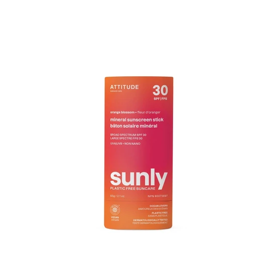 Attitude Sunly Mineral Sunscreen Stick SPF 30 Orange Blossom