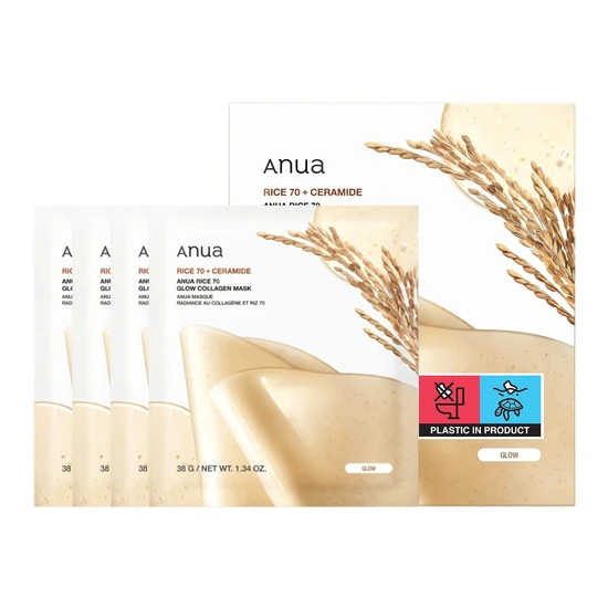 ANUA Rice 70 + Ceramide Glow Collagen Mask
