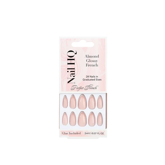Nail HQ Almond Glossy French Nails