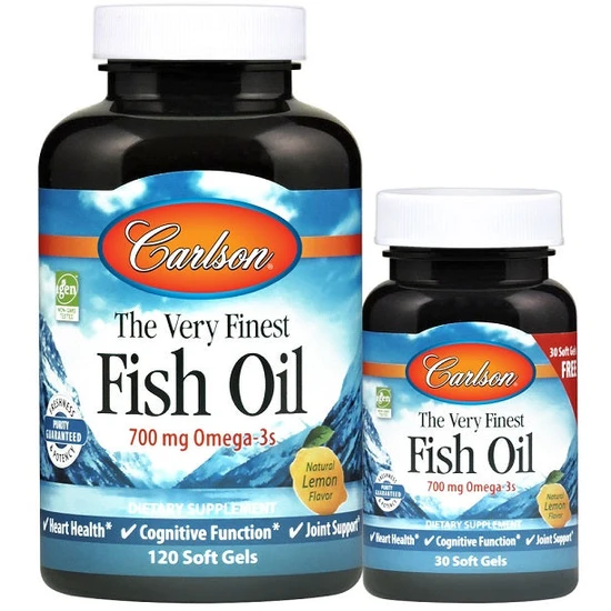 Carlson Labs The Very Finest Fish Oil 700mg Omega-3 Natural Orange Softgels
