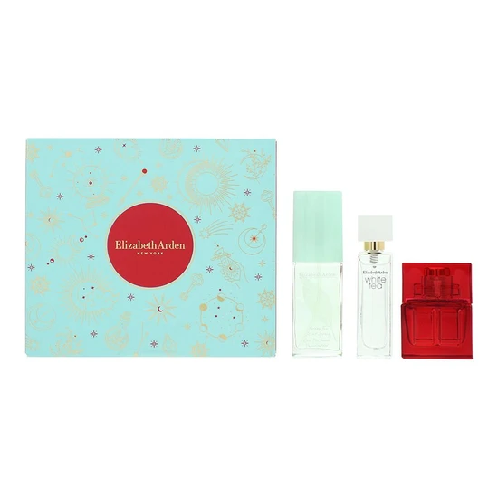 Elizabeth Arden Holiday Fragrance Gift Set 10ml Red Door Eau De Toilette + 10ml White Tea Eau De Toilette + 15ml Green Tea Scent Spray