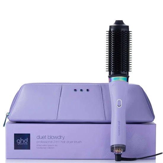 ghd Duet Blowdry Limited Edition Hair Dryer Brush In Galactic Lilac With Matching Heat-Resistant Bag & Mat