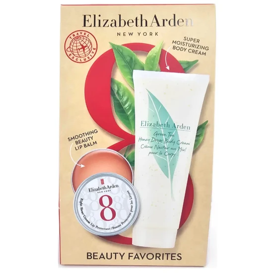 Elizabeth Arden Green Tea Gift Set 100ml Green Tea Honey Drops Body Cream + 8hr Cream Lip Protectant In Tin 13ml