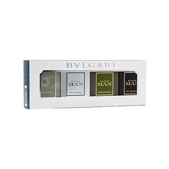 Bvlgari Miniatures For Him Gift Set 5ml Pour Homme Eau De Toilette + 5ml Man Rain Essence Eau De Parfum + 5ml Man Wood Essence Eau De Parfum + 5ml Man In Black Eau De Parfum
