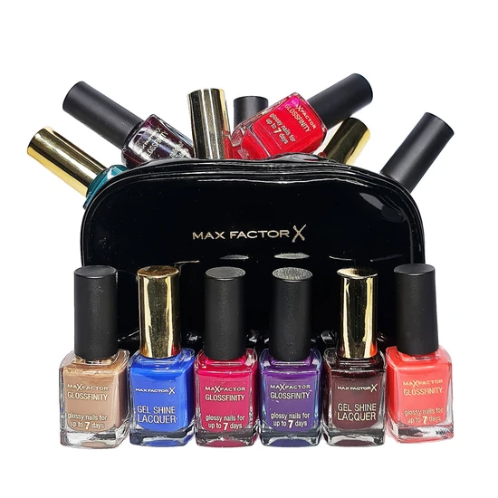 Max Factor Glossfinity & Gel Shine Lacquer Nail Polish Assorted Set Of 6 With Bag