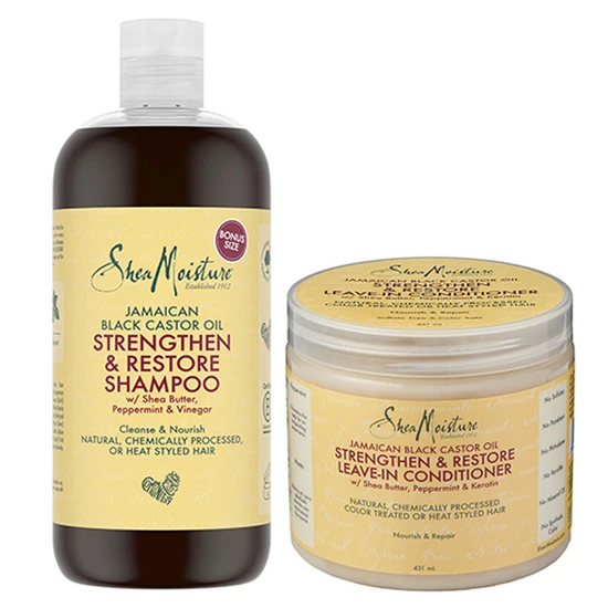 Shea Moisture Jamaican Black Castor Oil Strengthen & Restore Shampoo & Leave-in Conditioner Duo