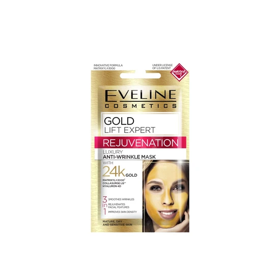 Eveline Gold Lift Expert Rejuvenation Luxury Anti-Wrinkle Mask 3-in-1