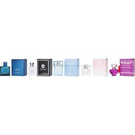 Versace Mini Set Gift Set 5ml Dylan Purple Eau De Parfum + 5ml Bright Crystal Eau De Toilette + 5ml Eau Fraiche Eau De Toilette + 5ml Pour Homme Eau De Toilette + 5ml Eros Eau De Toilette