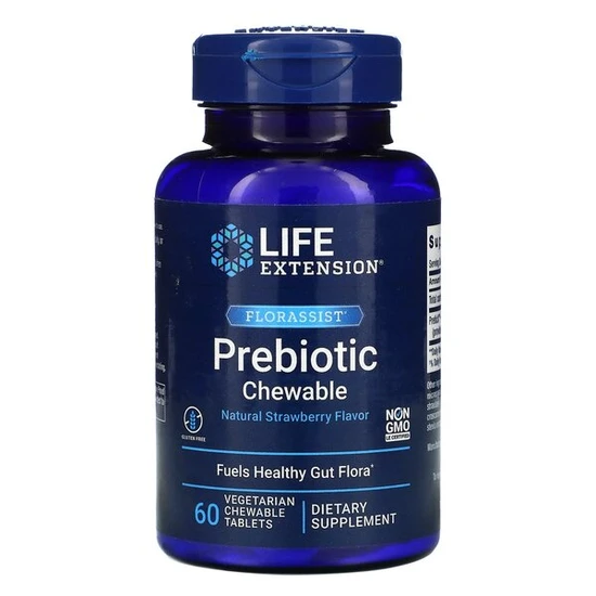 Life Extension Florassist Prebiotic Chewable Natural Strawberry Chew Tablets