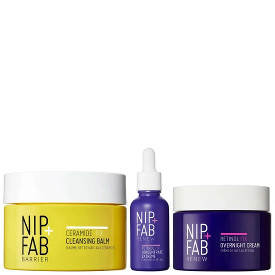 NIP+FAB Retinol Fix Overnight Cream 3%, Concentrate Extreme 10% & Cleansing Balm