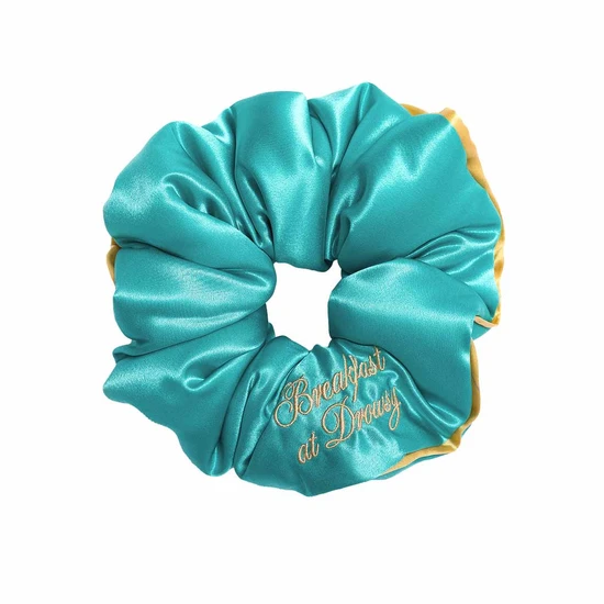 Drowsy Breakfast At Drowsy Turquoise Padded Scrunchie