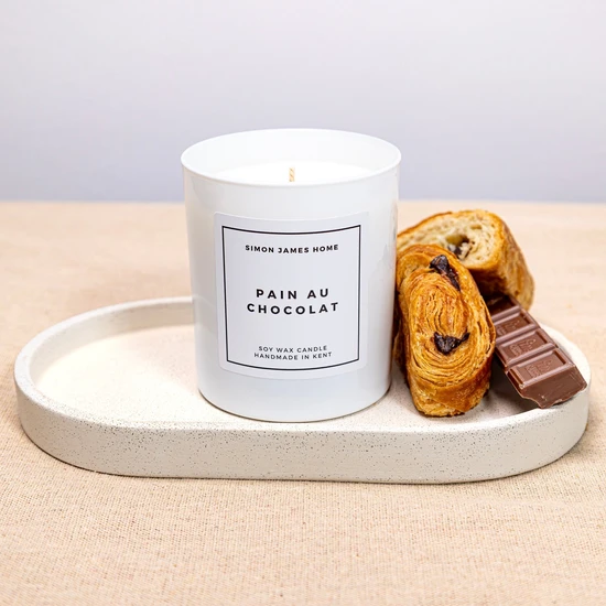 Simon James Home Pain Au Chocolat Handmade Soy Wax Candle Large Glass Candle