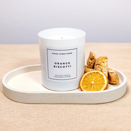 Simon James Home Orange Biscotti Handmade Soy Wax Candle Large Glass Candle