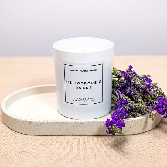 Simon James Home Heliotrope & Suede Handmade Soy Wax Candle