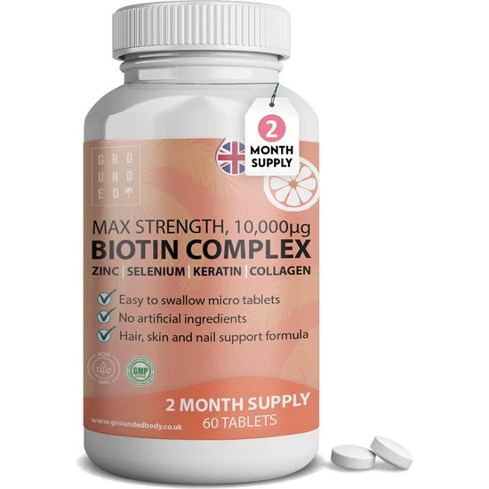 Grounded Body Grounded Biotin Hair Growth Complex 10,000mcg Tablets