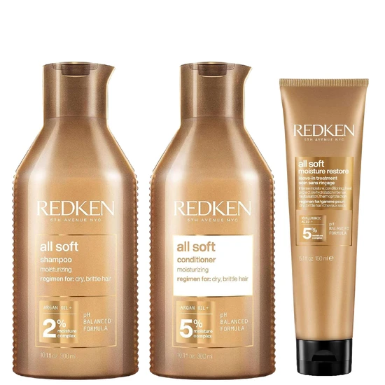 Redken Bundles Trio: All Soft Shampoo, Conditioner & Leave-In Treatment