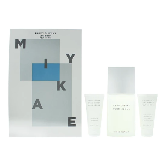Issey Miyake L'Eau D'Issey Pour Homme Eau De Toilette 125ml, Shower Gel 50ml + Aftershave Balm 50ml Gift Set For Him