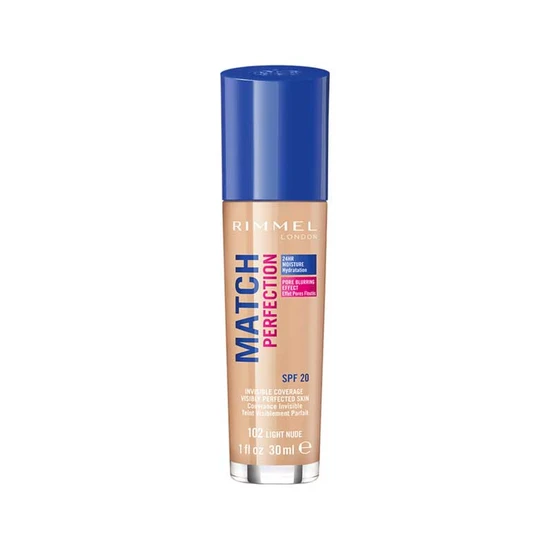 Rimmel Match Perfection 24Hr Hydration Foundation 102 Light Nude