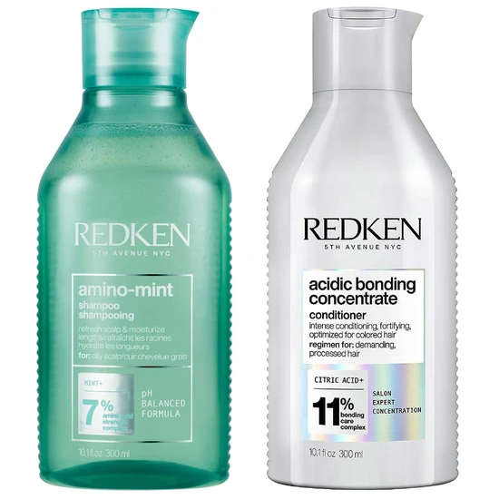 Redken Bundles Duo: Amino Mint Scalp Cleansing For Greasy Hair Shampoo & Acidic Bonding Concentrate Conditioner