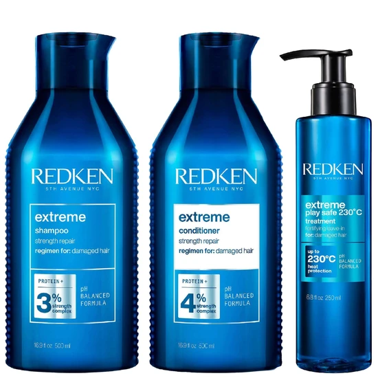 Redken Bundles Trio: Extreme Shampoo, Extreme Conditioner & Extreme Play Safe 230 Heat Protection