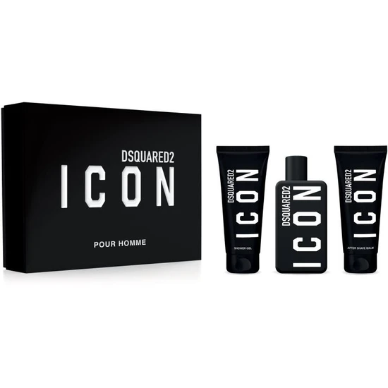 Dsquared2 Icon Pour Homme Eau De Parfum 100ml, Shower Gel 100ml + Aftershave Balm 100ml Gift Set