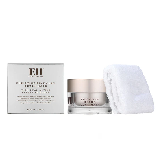 Emma Hardie Purifying Detox Pink Clay Mask With Dual Action Cleansing Cloth