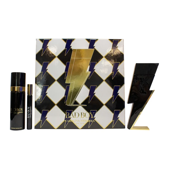 Carolina Herrera Bad Boy Gift Set 100Ml Eau De Toilette, 10Ml Eau De Toilette & 100Ml Deodorant Spray