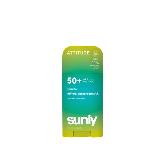 Attitude Sunly Unscented Mineral Sunscreen Stick SPF 50+