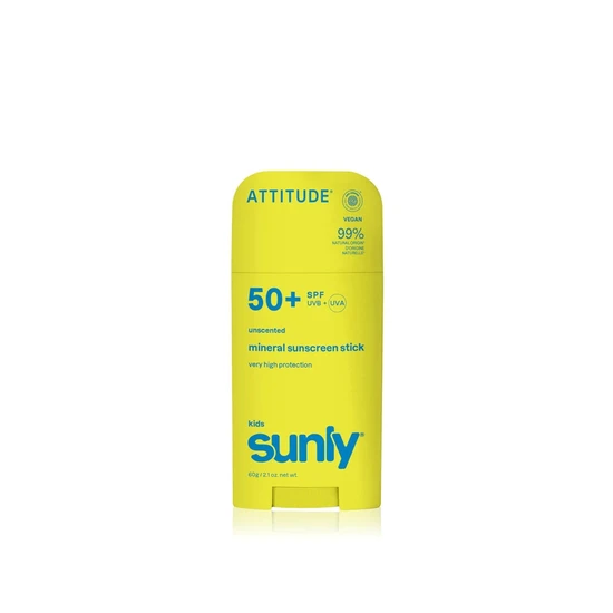 Attitude Sunly Kids Unscented Mineral Sunscreen Stick SPF 50+