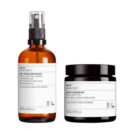 Evolve Beauty Gentle Cleansing Melt & Daily Defence Moisture Mist Duo