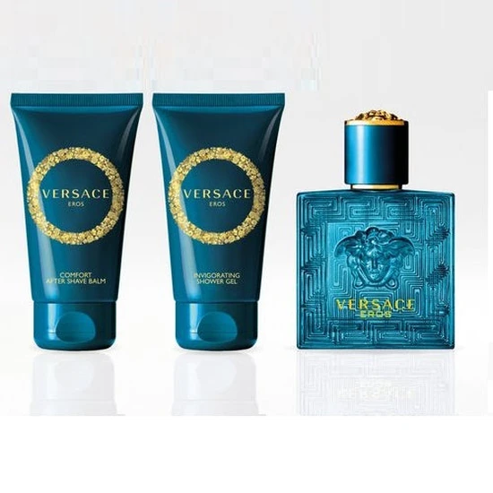 Versace Eros Gift Set 50Ml Eau De Toilette + 50Ml Aftershave Balm + 50Ml Shower Gel
