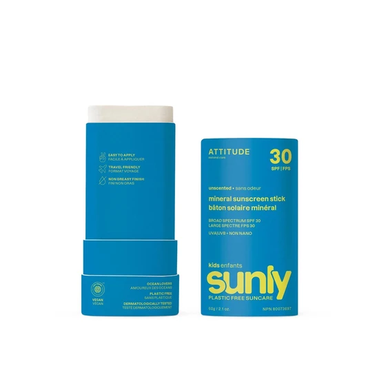 Attitude Sunly Kids Mineral Sunscreen Stick SPF 30 Unscented