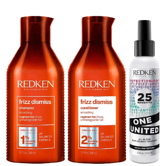 Redken Bundles Trio: Frizz Dismiss Shampoo, Conditioner & One United Treatment